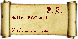 Maller Rátold névjegykártya
